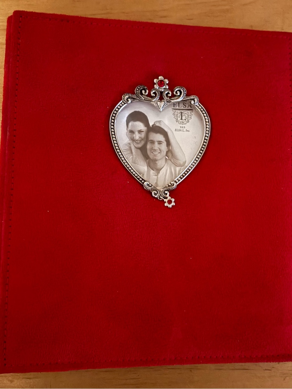 ELSA Silver Heart Photo Frame with Red Accents